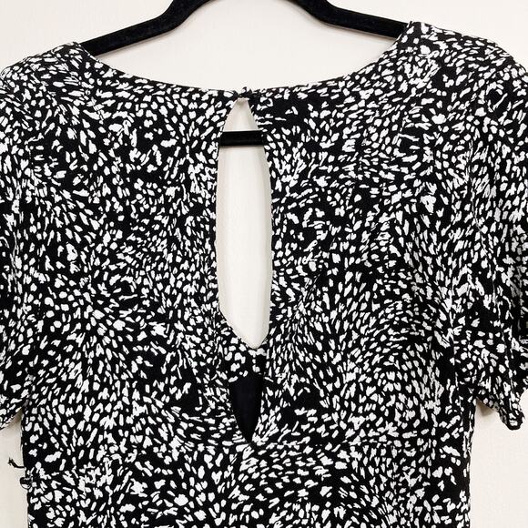 Free People Sz 4 Black Looking For Love Midi Dress in Animal Print Short Sleeve - Picture 8 of 15